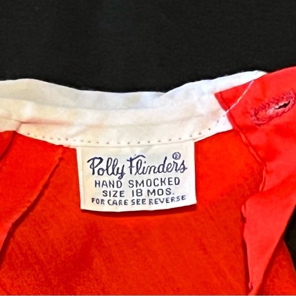 Vintage Polly Flinders Red Hand Smocked Hearts Red Dress 18 mos 18M - Picture 3 of 6